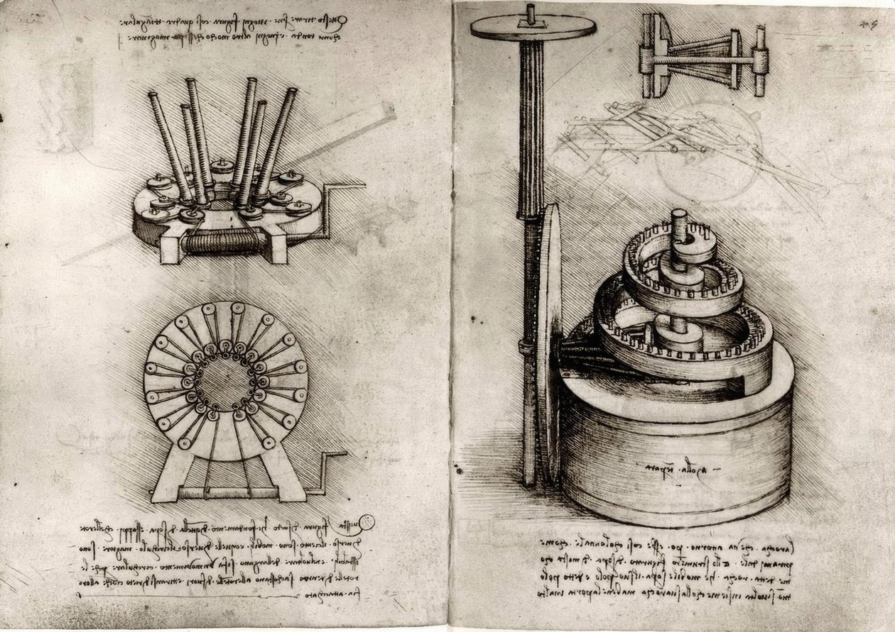 Studies on Mechanics; Right Clock Spring by Leonardo da Vinci