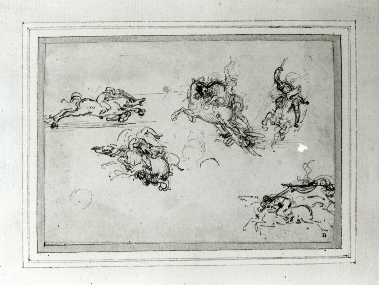 Study of Horsemen in Combat, 1503-4 by Leonardo da Vinci