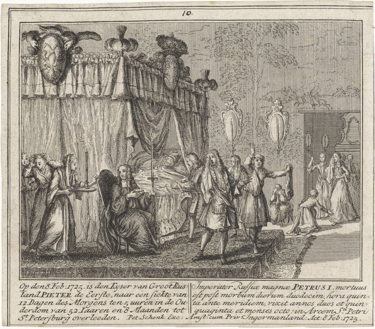 The Death of Peter the Great on 8 February 1725 by Leonardus Schenk
