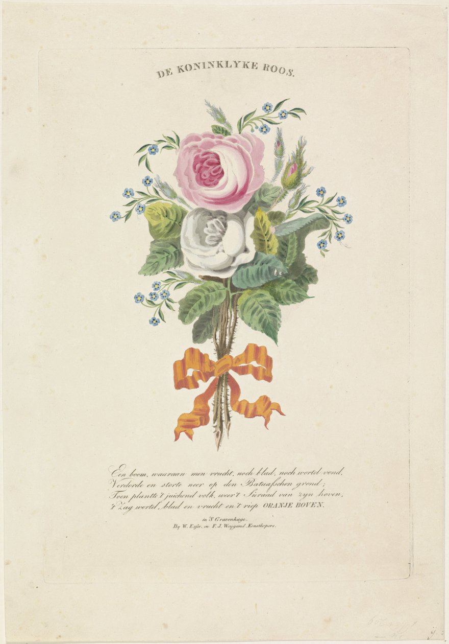 Roses with Silhouette Portraits of Willem I Frederik, King of the Netherlands, Wilhelmina of Prussia, Their Children, His Parents, and His Sister by Leonardus Schweickhardt