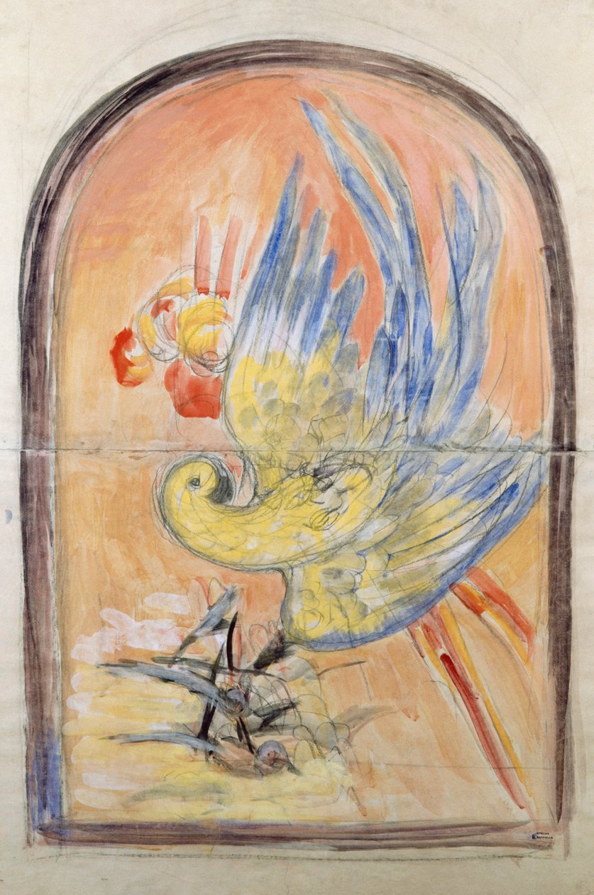 Preparatory Drawing for Back of Art Deco Style Chair by Leonetto Cappiello
