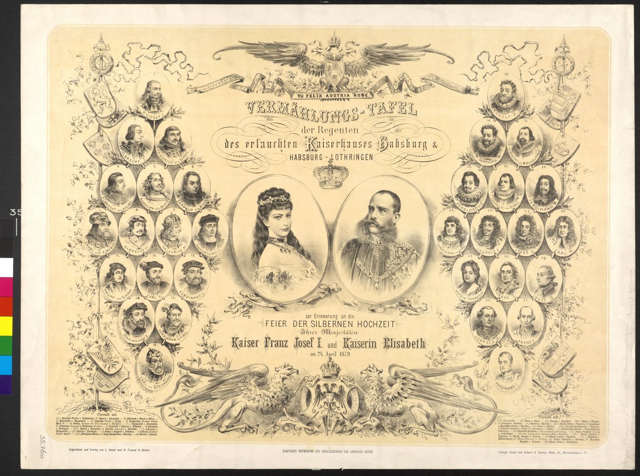 Emperor of Austria and Elisabeth Wedding Plaque of the Regent of the Noble Imperial Family Habsburg & Habsburg Lorraine by Leonhard Bauer