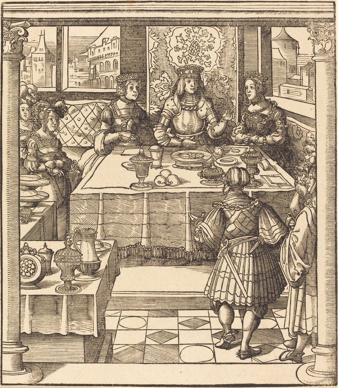 The Young White King between the Queen and Princess of the Feuereisen by Leonhard Beck