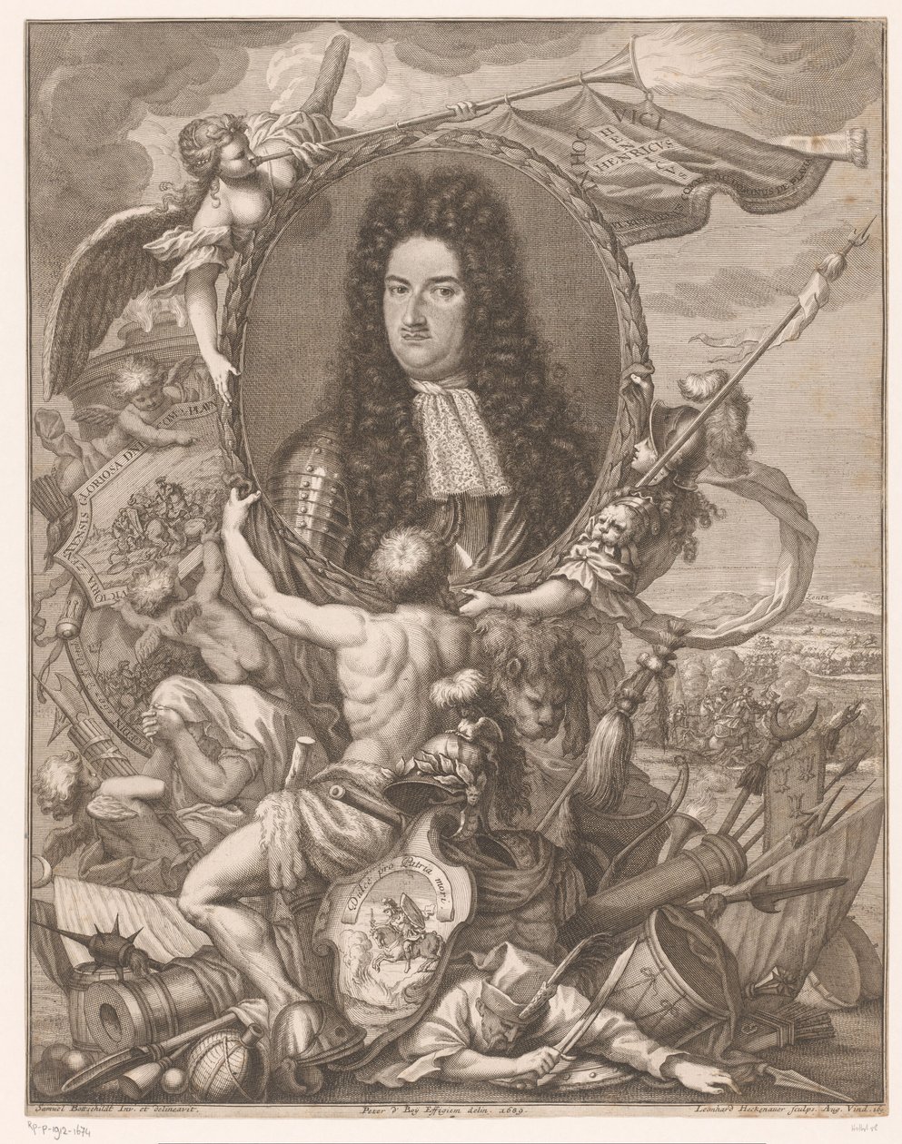 Portrait of Eugene of Savoy Carried by Allegorical Figures by Leonhard Heckenauer
