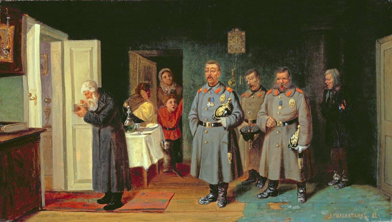 Policemen Singing Carols by Leonid Ivanovich Solomatkin