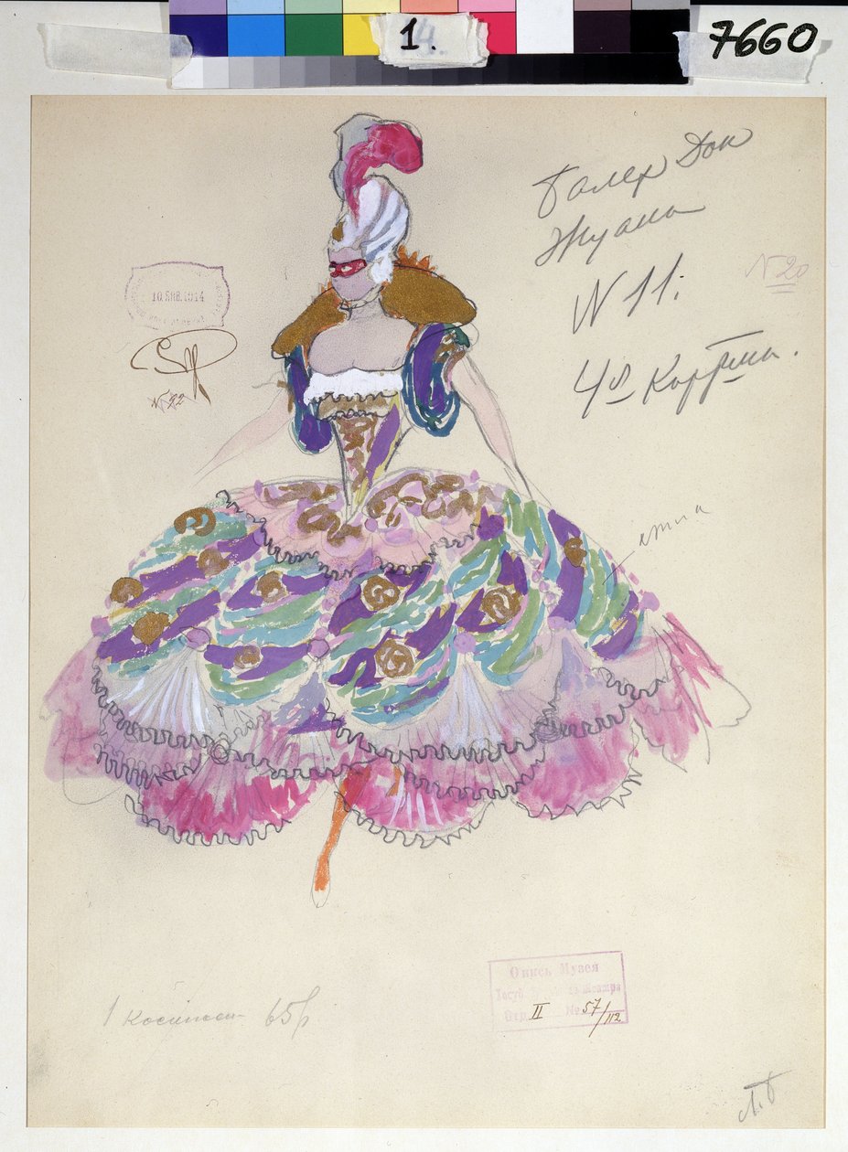 Costume Design for the Opera Don Giovanni by W.A. Mozart by Leonid Mihhaylovich Brailovsky