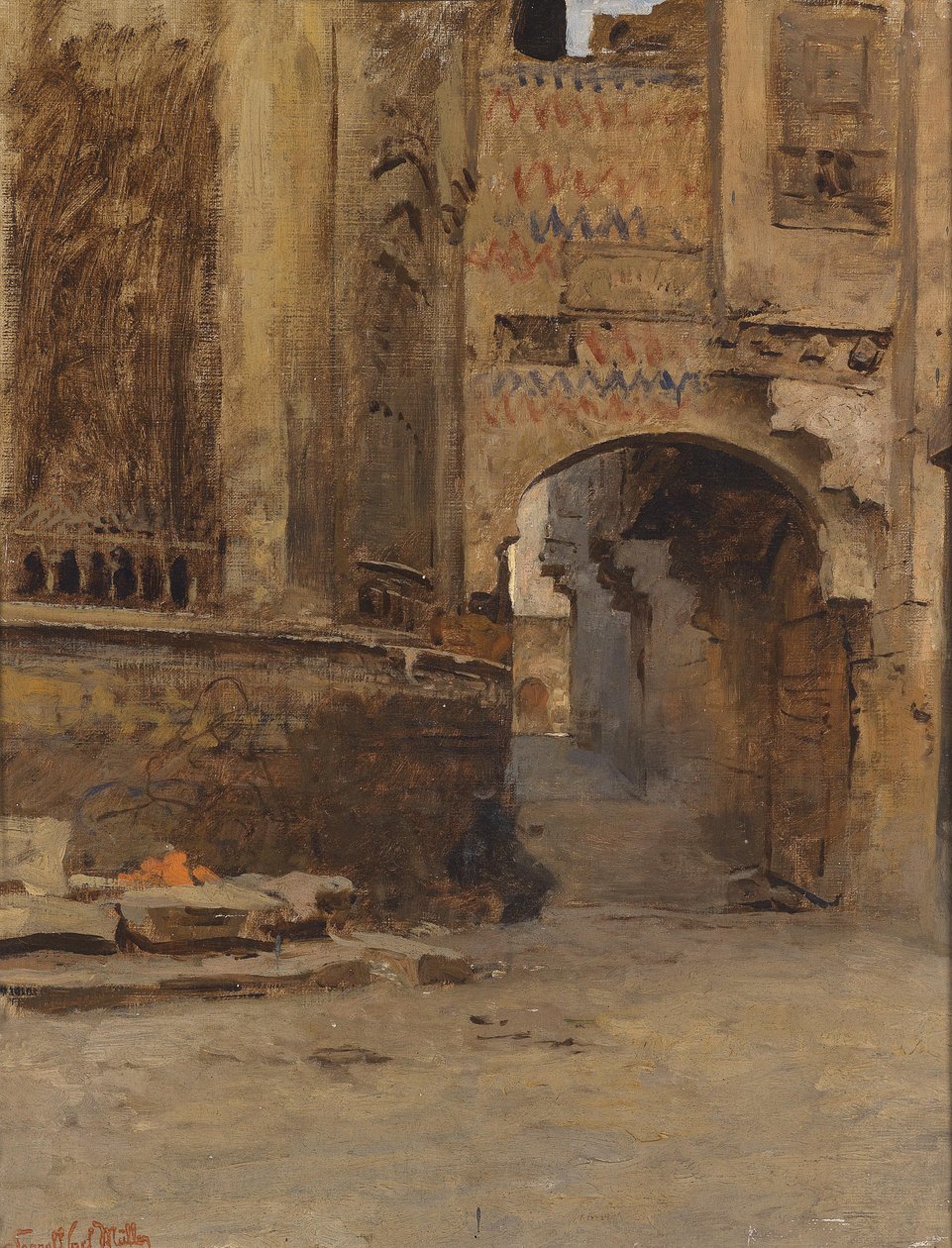 Archway in Cairo, Street Alfat-el-Hammam by Leopold Muller