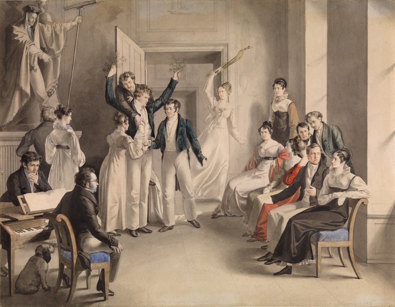 Franz Schubert 1797-1828. Party Game of the Schubertians in Atzenbrugg by Leopold Kupelwieser