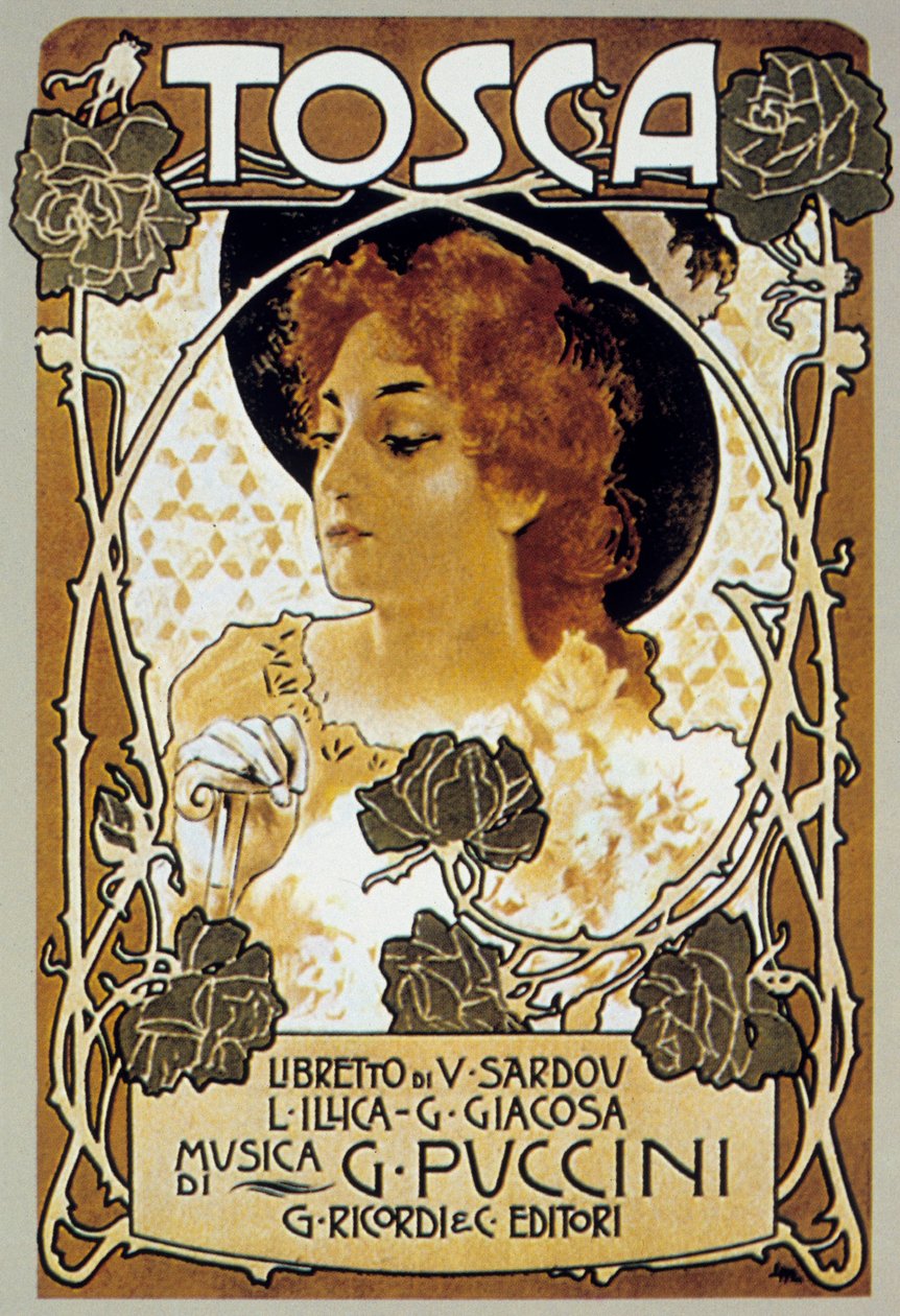 Cover by Leopoldo Metlicovitz of Score of Opera Tosca by Giacomo Puccini by Leopoldo Metlicovitz