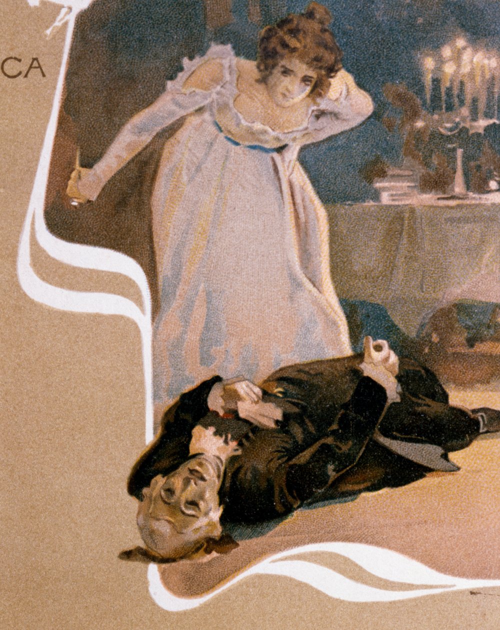 Postcard depicting scenes from Tosca, opera by Giacomo Puccini by Leopoldo Metlicovitz