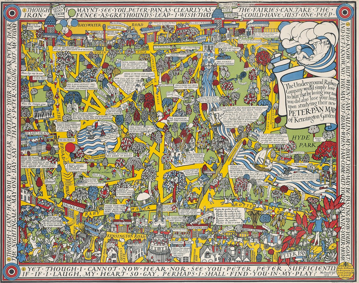 A Peter Pan Map of Kensington Gardens by Leslie MacDonald Gill
