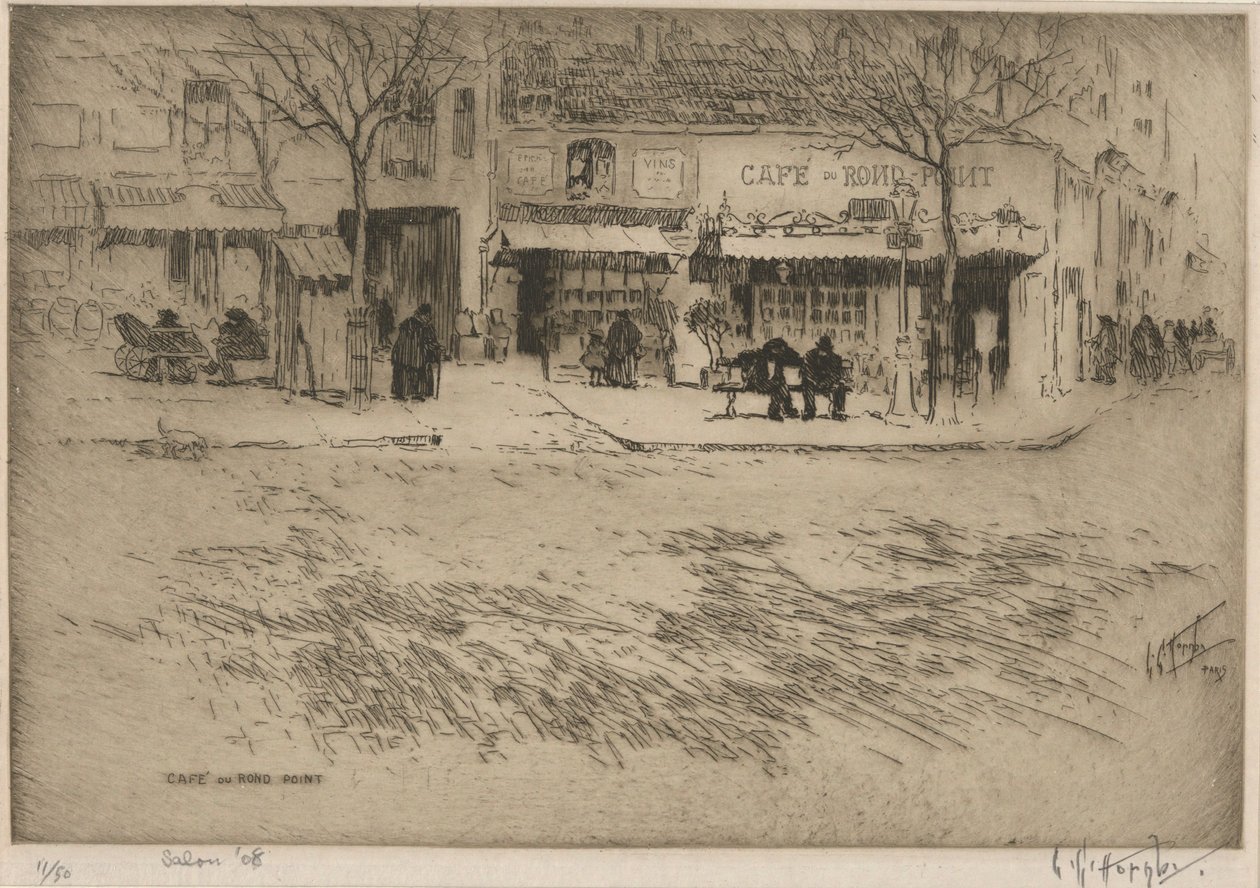 Cafe du Rond Point by Lester George Hornby