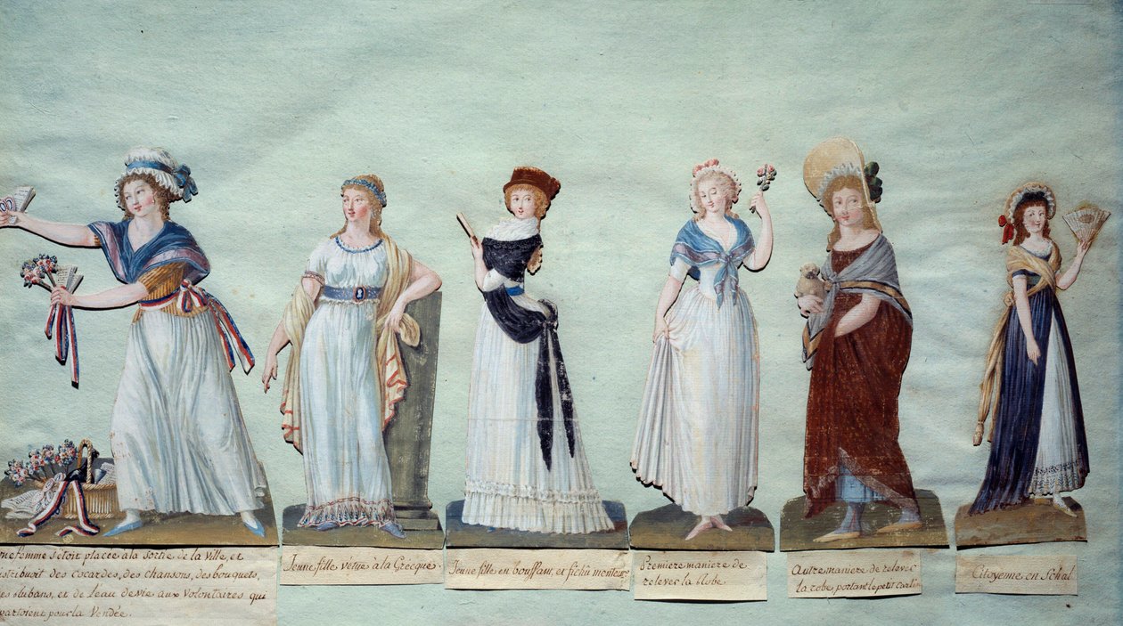 Different young women representing feminine fashion during the Revolution by Lesueur Brothers