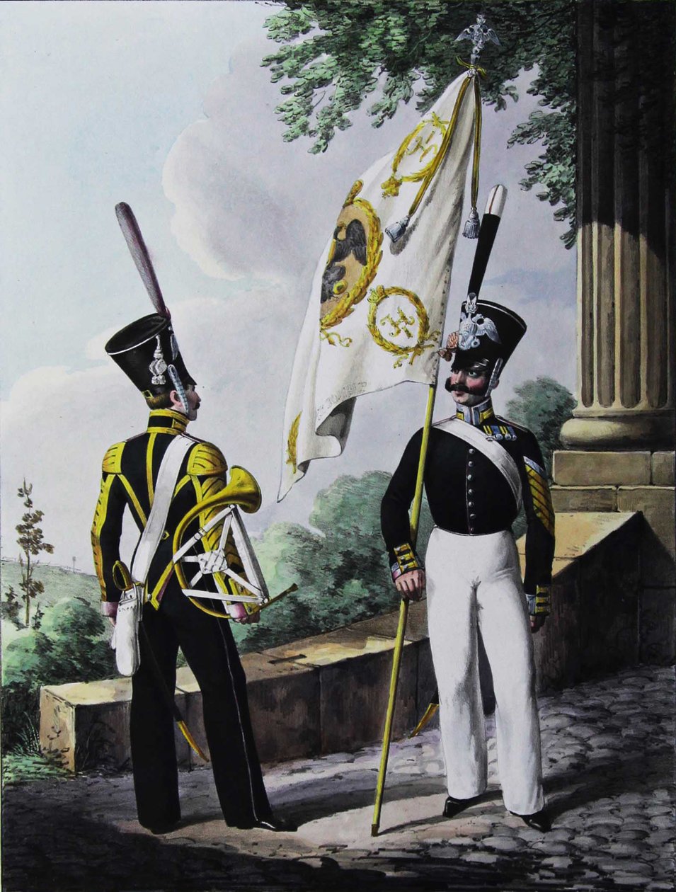 Porte-epee-Praporshchik and Hornist of the Guards Garrison Battalion by Lev Alexandrovich Belousov