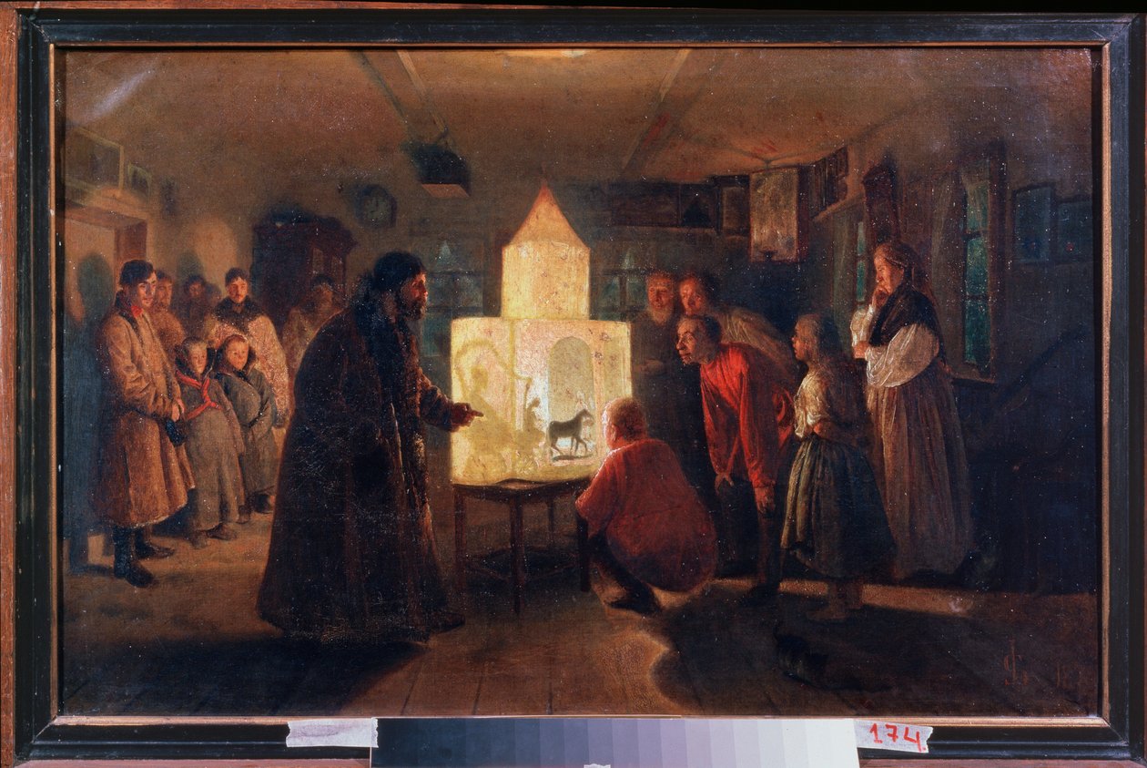 The Magic Lantern in a Peasant House by Lev Grigoryevich Solovyev