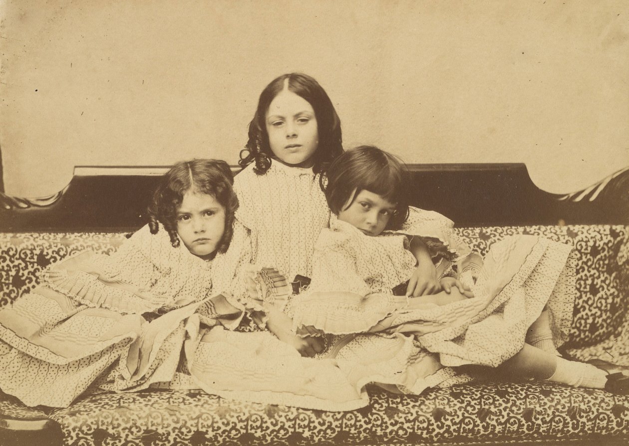 Edith, Ina and Alice Liddell on a Sofa, Summer 1858 by Lewis Carroll