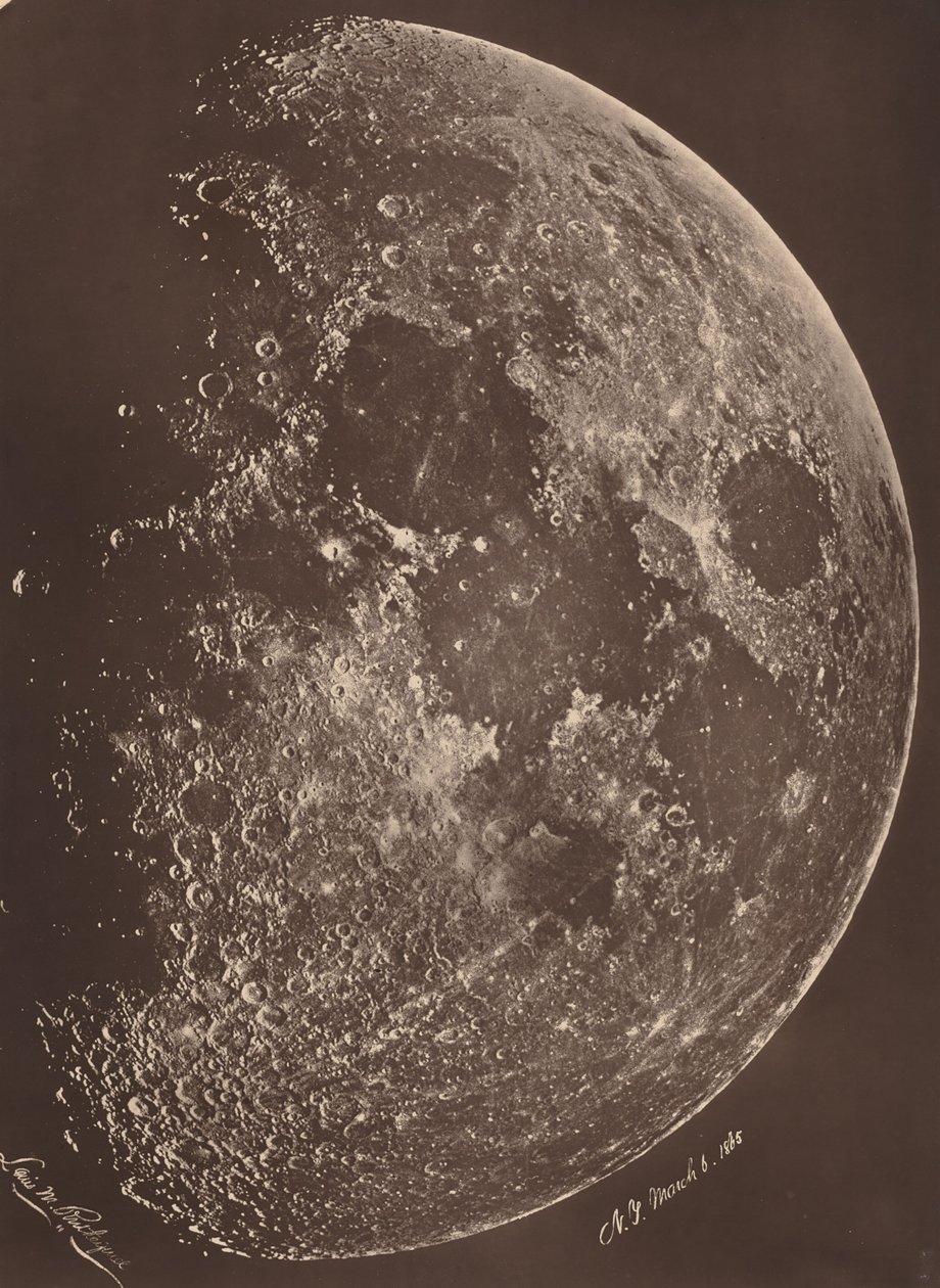 Photograph of the Moon at its First Quarter by Lewis Morris Rutherfurd