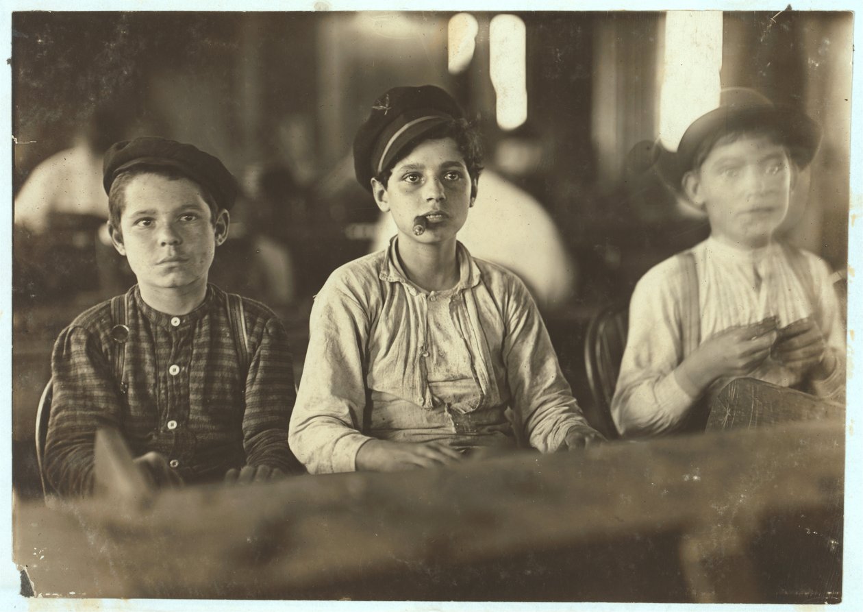Boys making cigars at Englehardt und Co, Tampa, Florida, 1909 by Lewis Wickes Hine