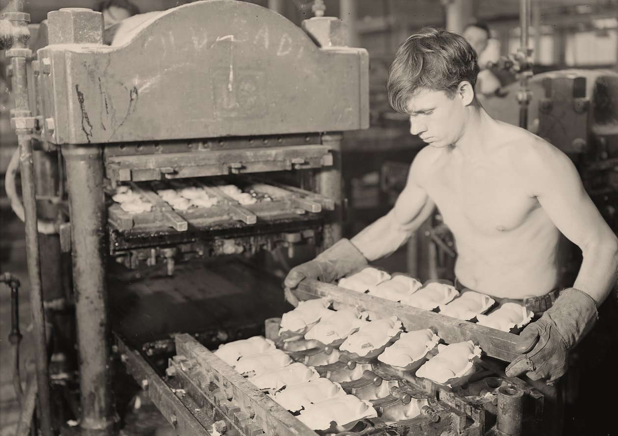 Factory Worker at the Paragon Rubber Company, Massachusetts by Lewis Wickes Hine