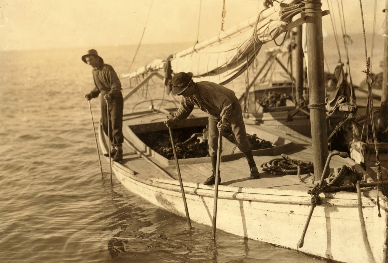 Fred, a Young Oyster Fisher, Working on an Oyster Boat in Mobile Bay, the Reef, Near Bayou La Batre by Lewis Wickes Hine