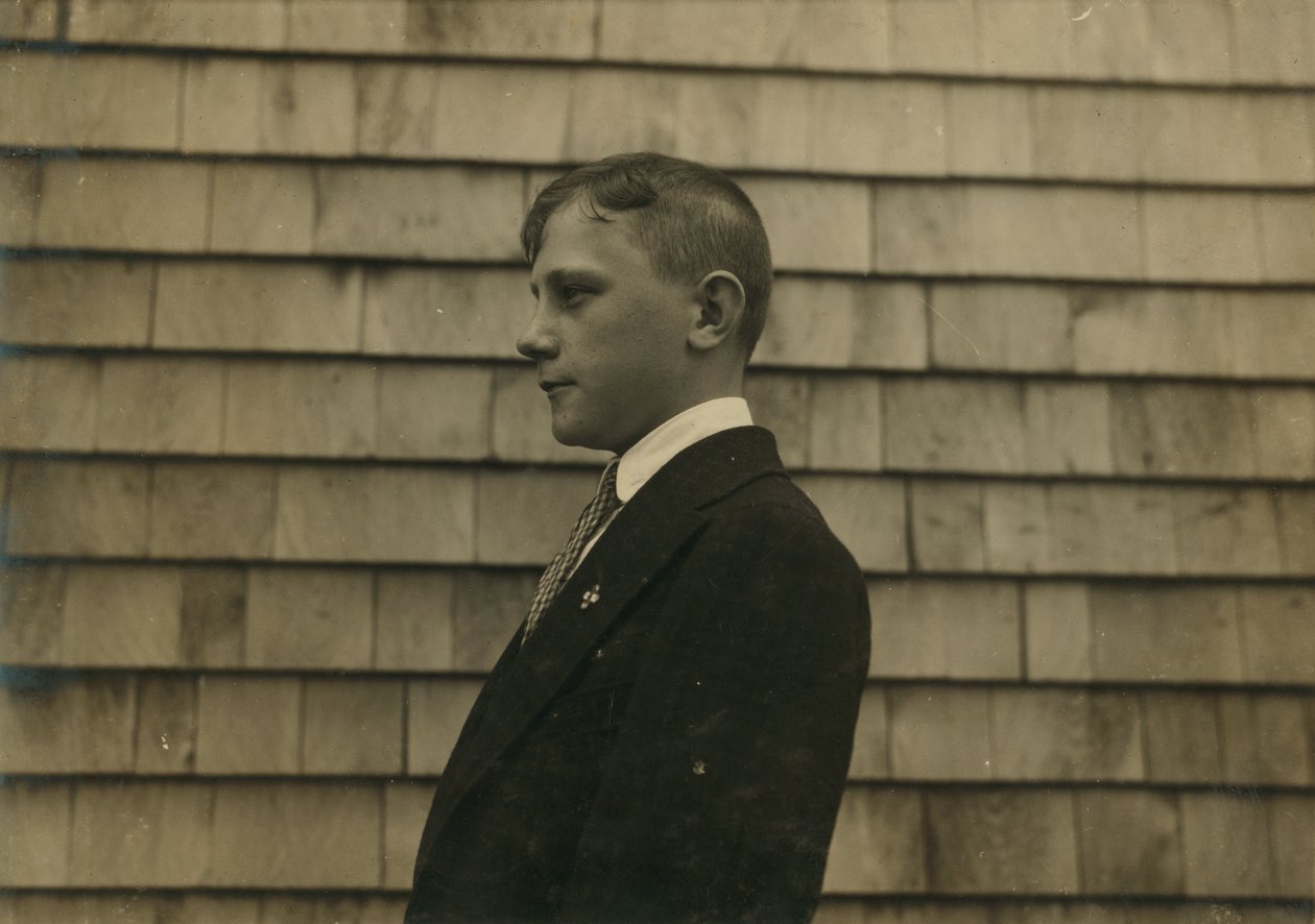 Settlement Boy, Sweeper and Cleaner in Sunday Clothes, Fall River, Massachusetts by Lewis Wickes Hine