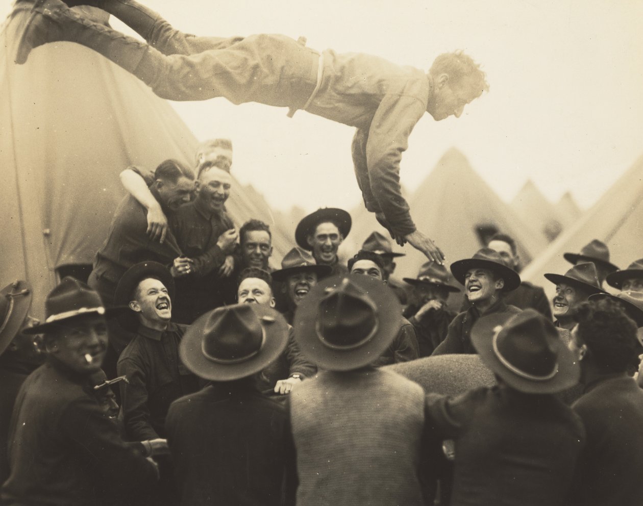 Soldier Thrown in Air, 1917 by Lewis Wickes Hine