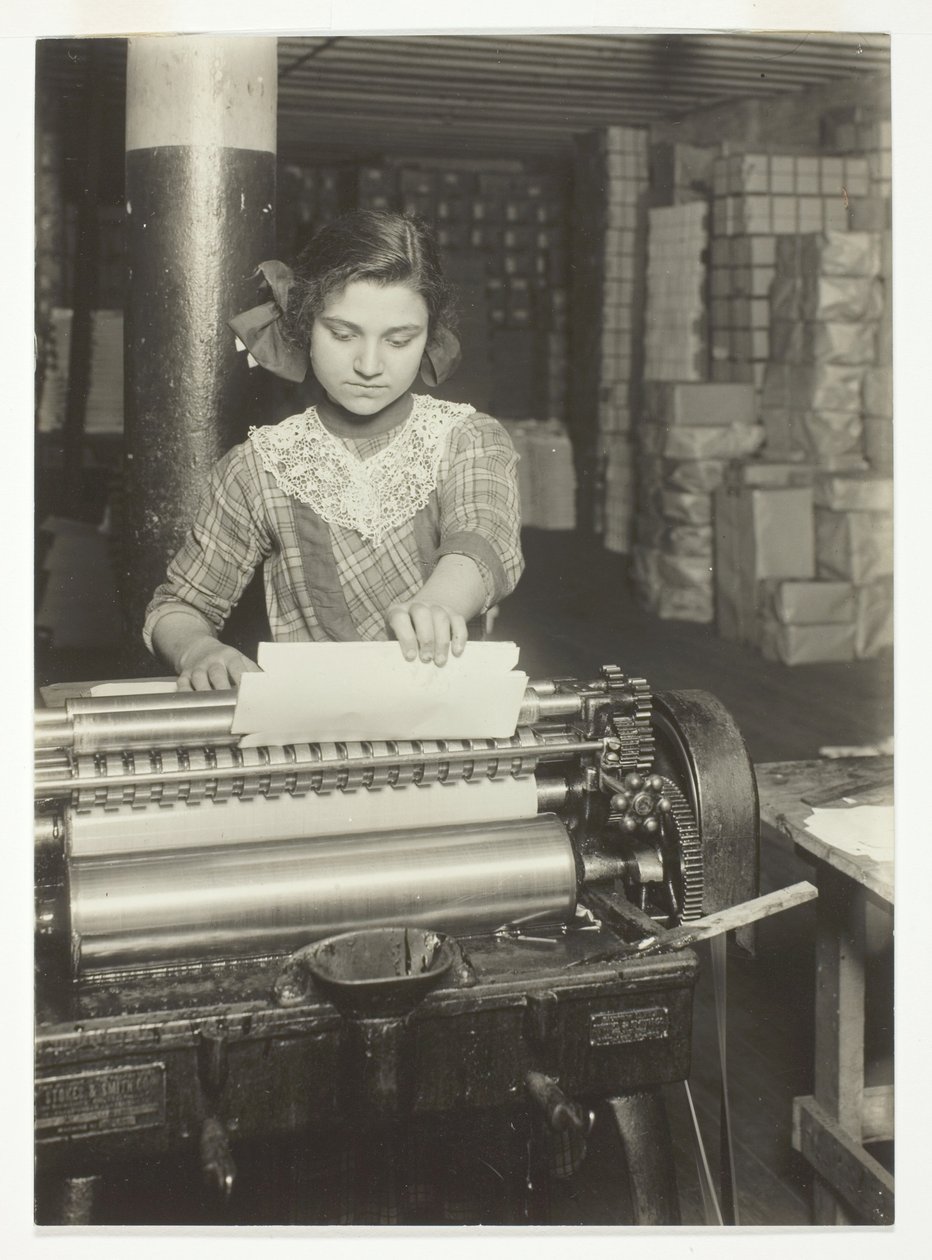 Young Worker in Paper Box Factory by Lewis Wickes Hine
