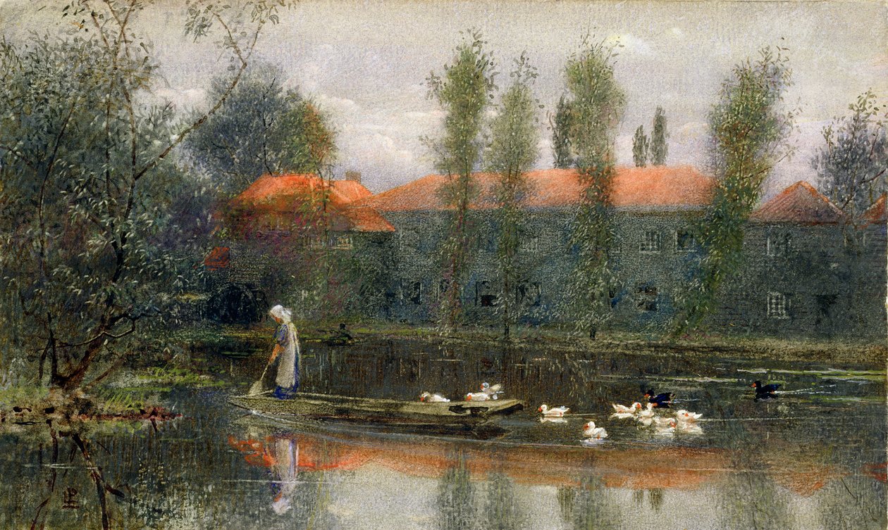 The Pond of William Morris Works at Merton Abbey by Lexden L. Pocock