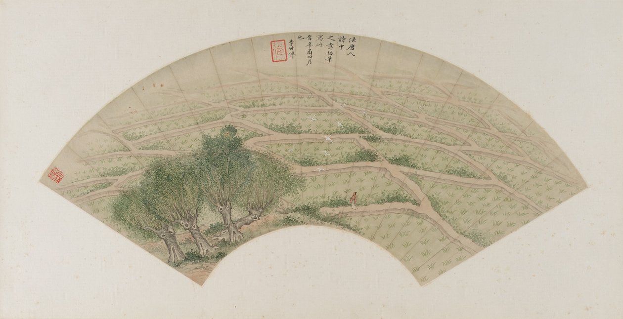 Rice paddies with Herons, Qing dynasty, 1741 by Li Shizuo