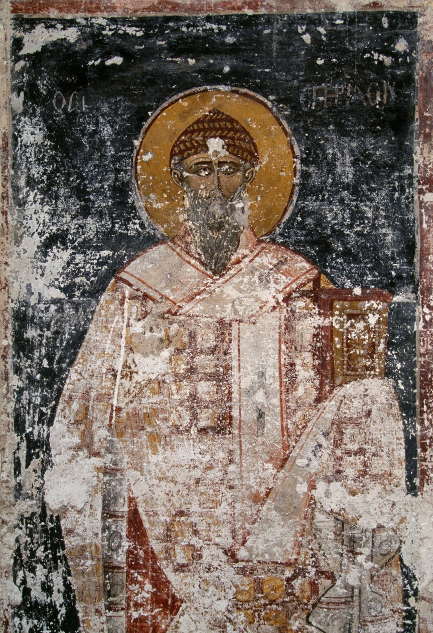 Apostle, Fresco in Byzantine Church of Holy Apostles in Agora of Athens, Greece by Unbekannt Unbekannt