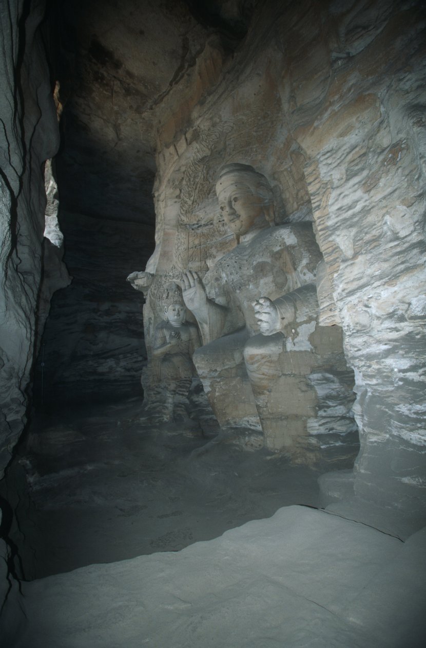 Sandstone Statue of Buddha in Yungang Grottoes by Unbekannt Unbekannt
