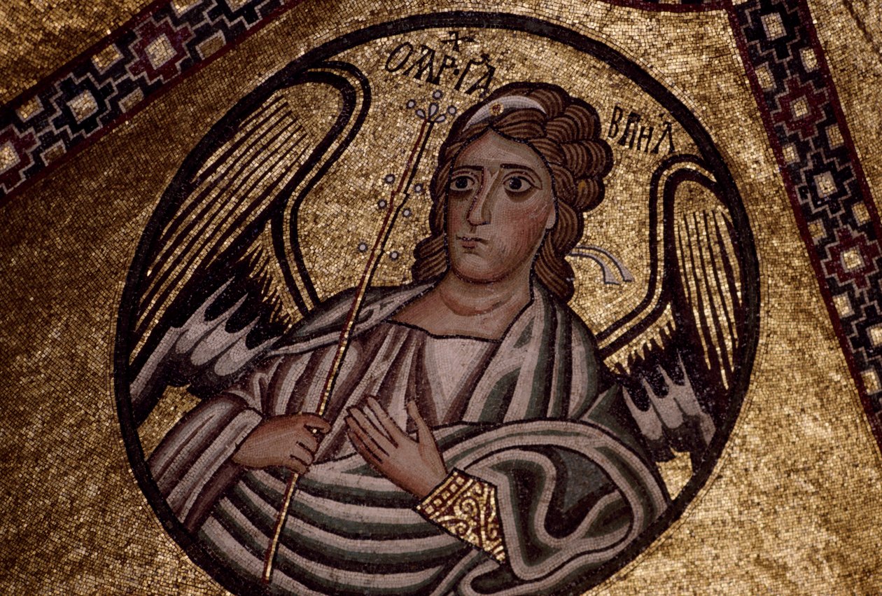 Figure of an angel, mosaic inside Hosios Loukas Monastery, Greece, founded in early 10th century by Unbekannt Unbekannt