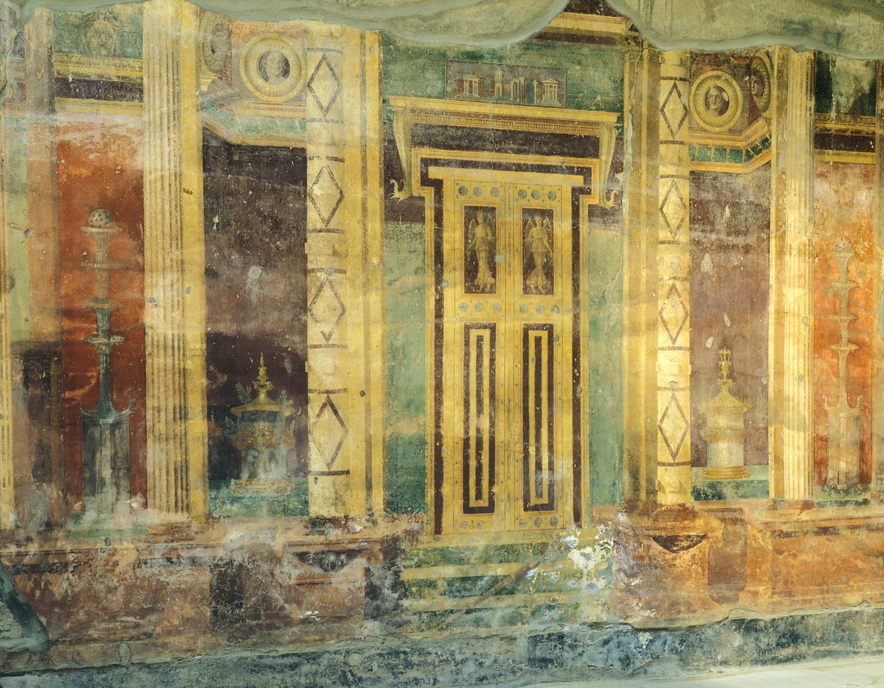 Fresco with Columns in Second Pompeian Style, Roman Villa Poppaea by Unbekannt Unbekannt