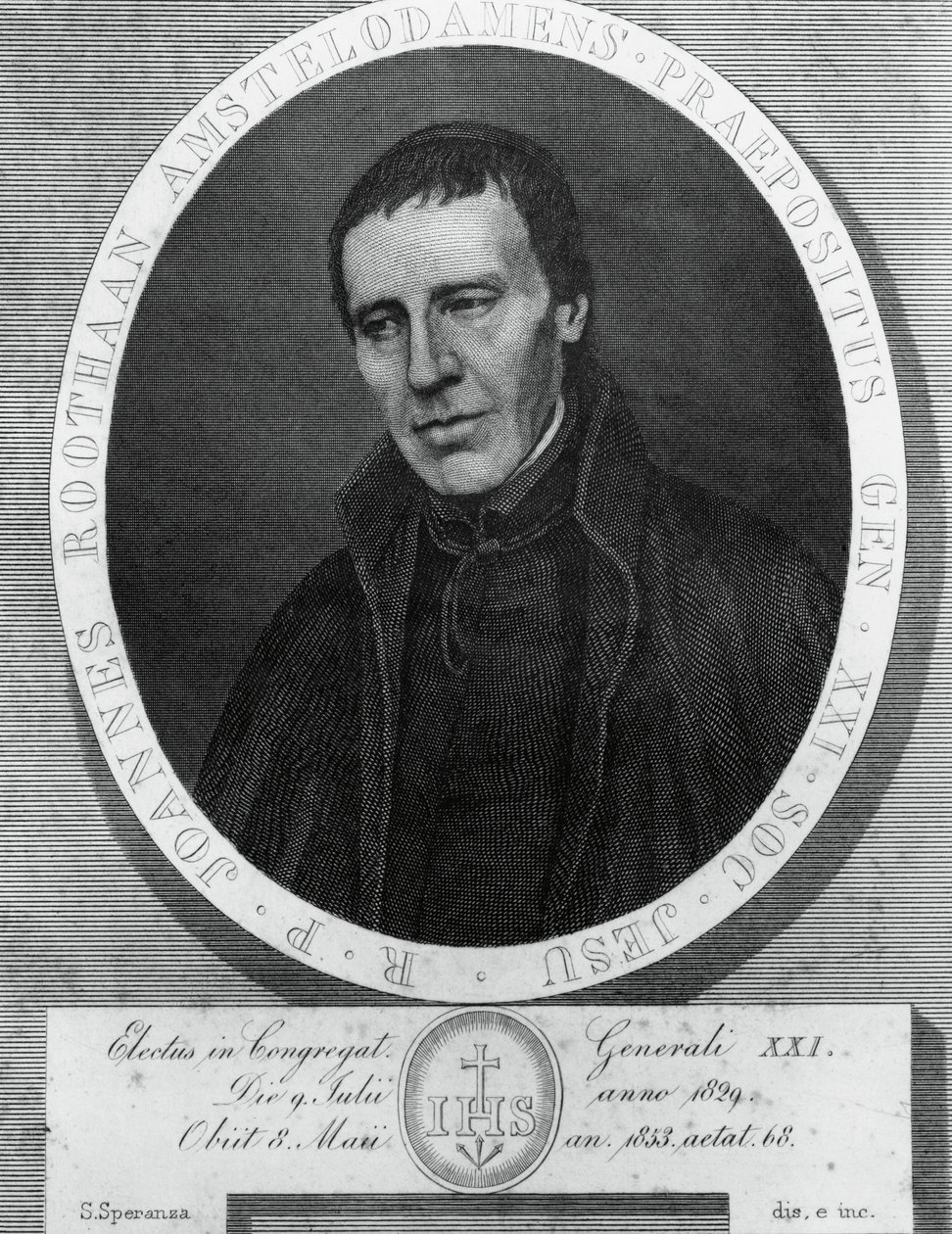 Portrait of Jan Philipp Roothaan (1785-1853), Dutch Jesuit and 21st Superior-General of Society of Jesus, by Serafino Speranza (1862-1911) after painting by Frans Quartier by Unbekannt Unbekannt
