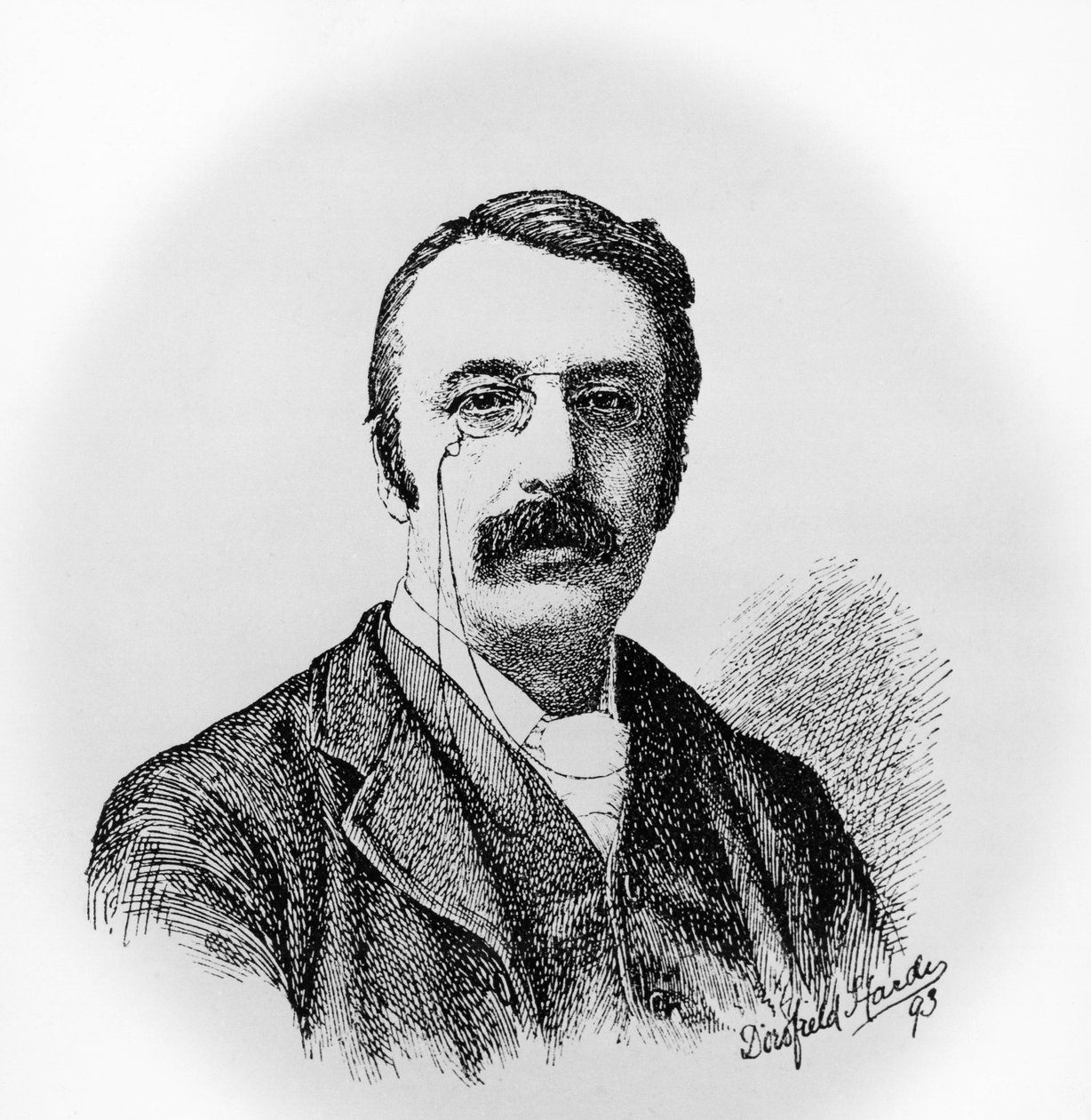 Portrait of Sir Charles Villiers Stanford, Irish composer and conductor, engraving after drawing by Dorofield Hardy by Unbekannt Unbekannt