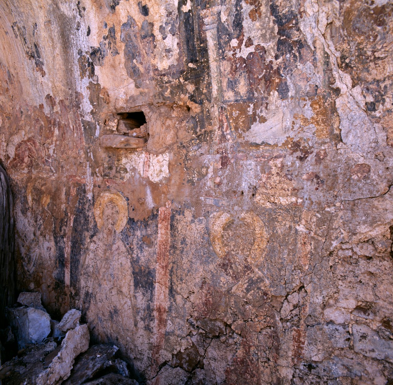 Remains of Frescoes in Church Ruins in Sklavopoula, Crete, Greece by Unbekannt Unbekannt