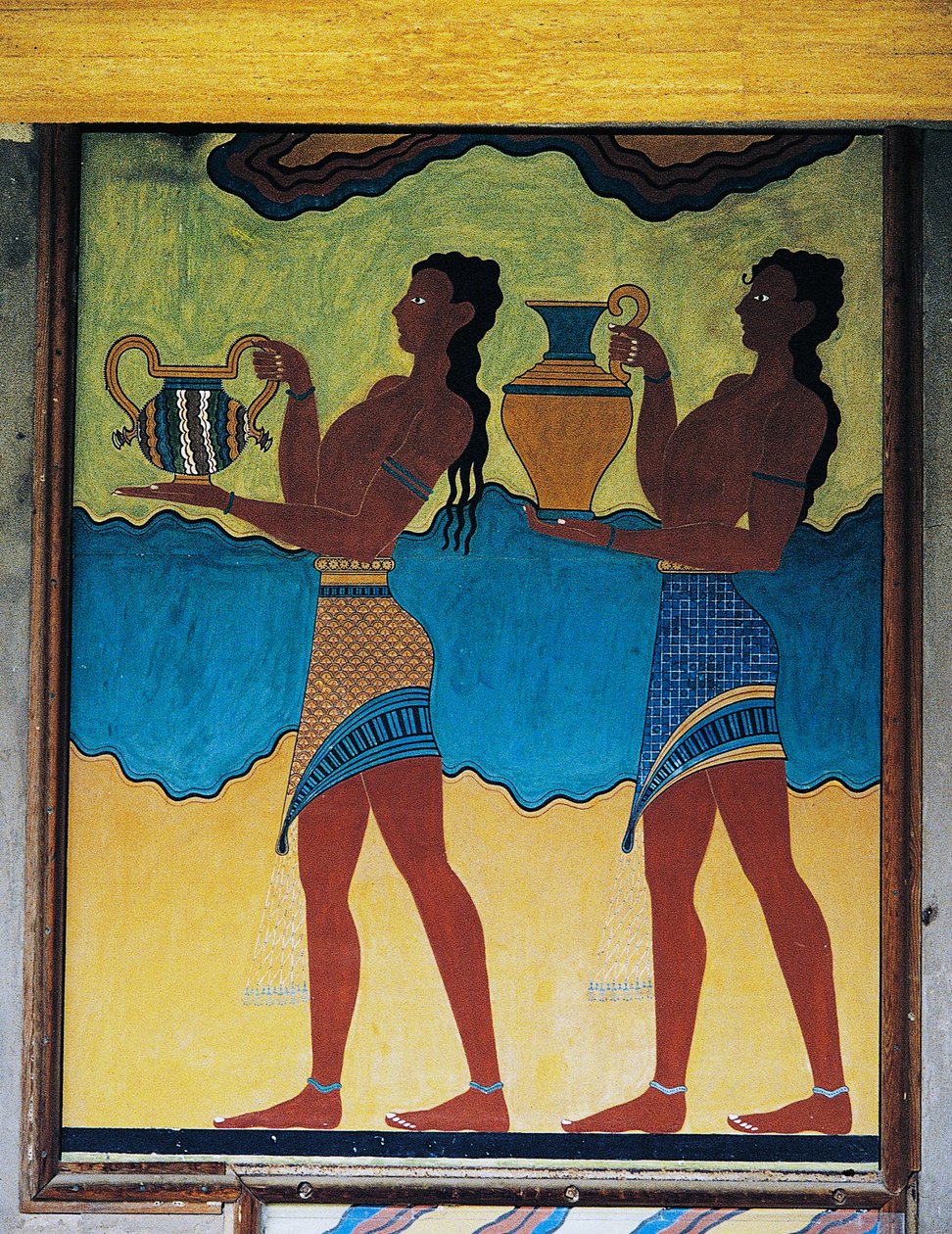 Servants carrying vases, fresco in Palace of Knossos, Crete, Greece, Minoan civilization by Unbekannt Unbekannt