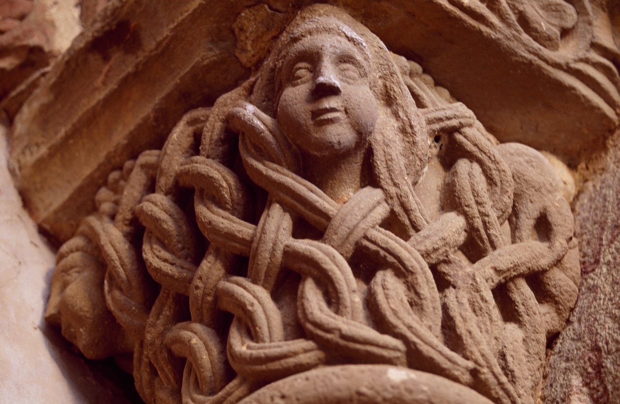 Decorated capital, Porta Speciosa, Monastery of the Holy Savior of Leyre, Navarre, Spain by Unbekannt Unbekannt