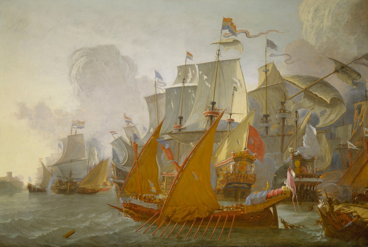 Action between the Dutch Fleet and Barbary Pirates, c.1670 by Lieve Verschuier