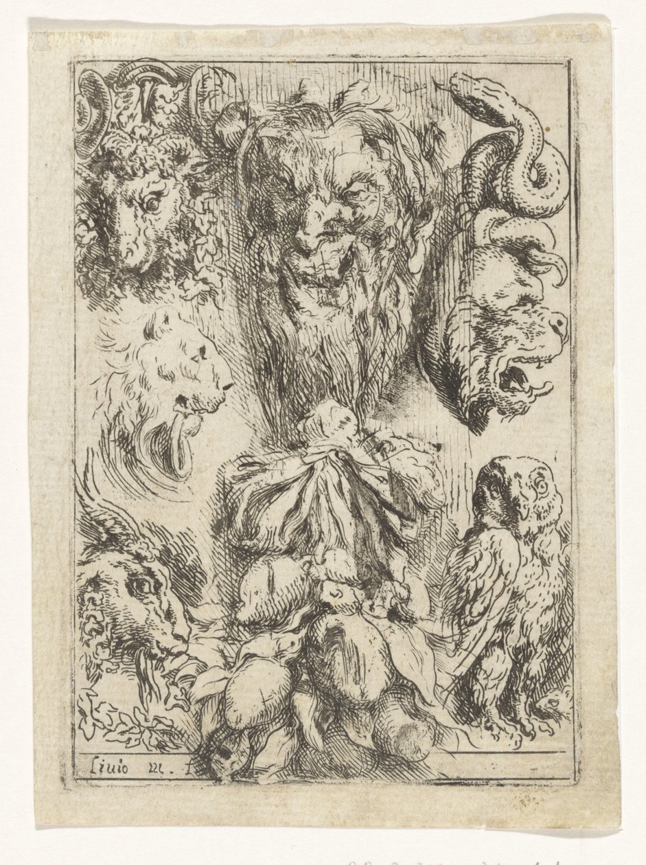 Animal Heads and a Cluster of Fruits (Divertimenti di Livio Meus) by Lieven Mehus