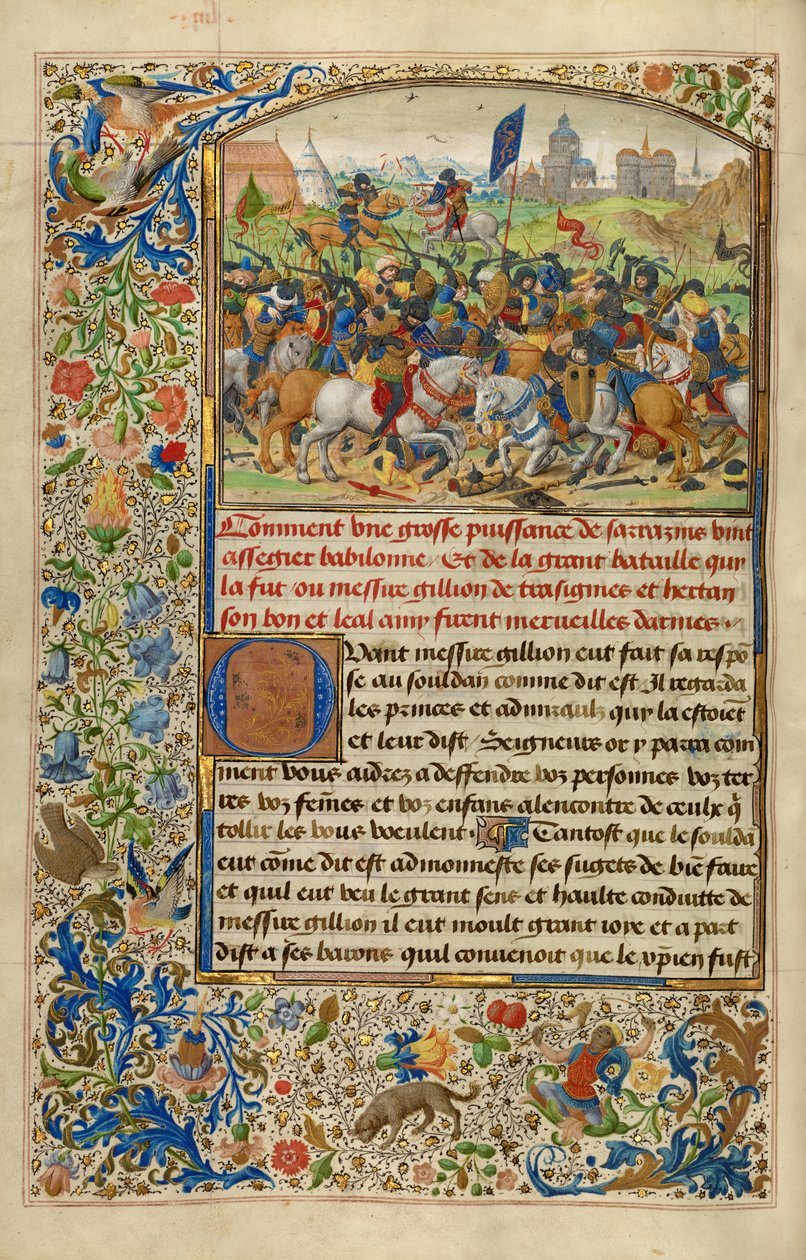 Gillion Defeating King Hector and Gillion Fighting with the Emir of Orbrie by Lieven van Lathem