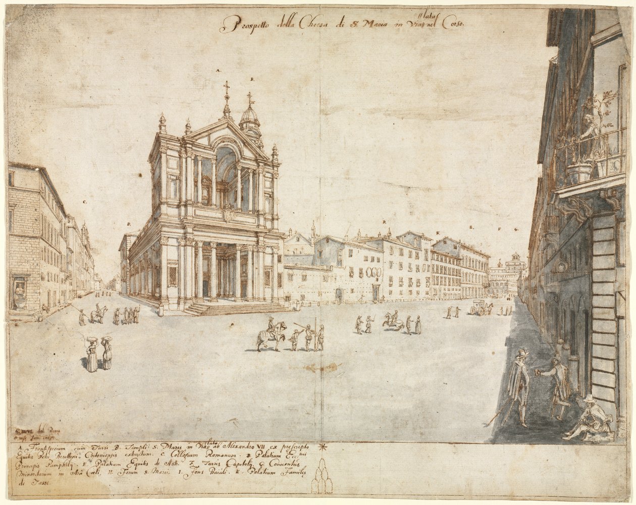 Eighteen Views of Rome: Santa Maria in Via Lata by Lievin Cruyl
