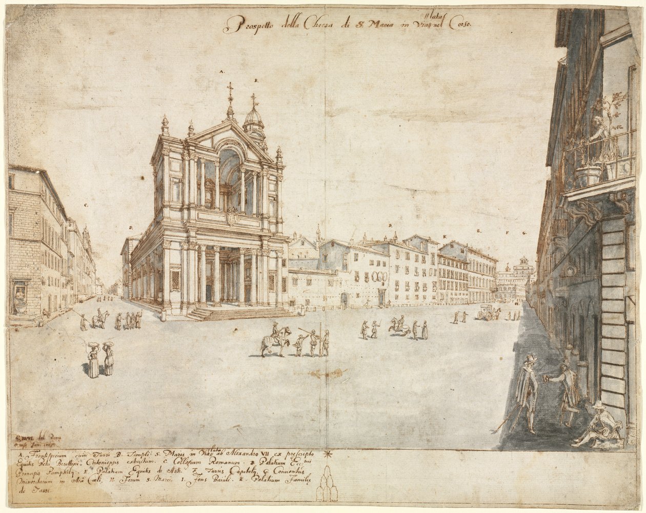 Eighteen Views of Rome: Santa Maria in Via Lata by Lievin Cruyl