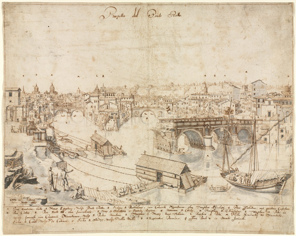 Eighteen Views of Rome: The Ponte Rotto by Lievin Cruyl