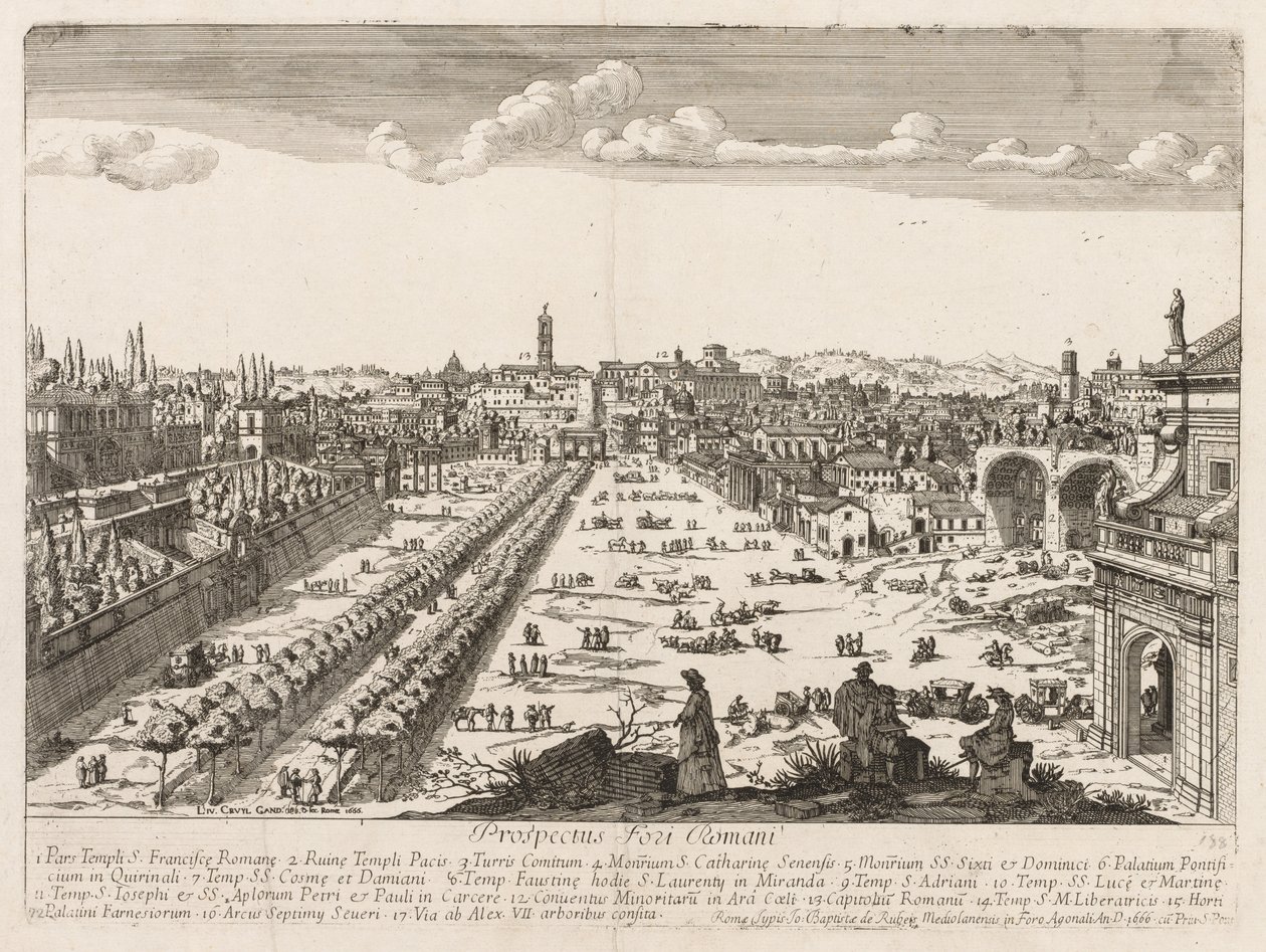 Foro Romano from Prospectus Locorum Urbis Romae Insignium, 1666 by Lievin Cruyl