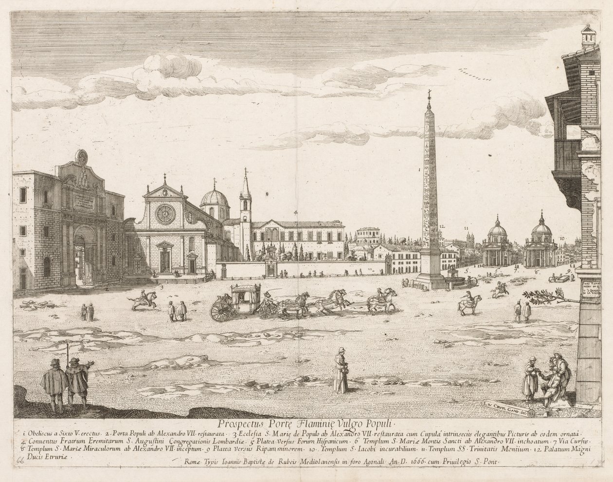Piazza del Popolo from Prospectus Locurum Urbis Romae Insignium by Lievin Cruyl