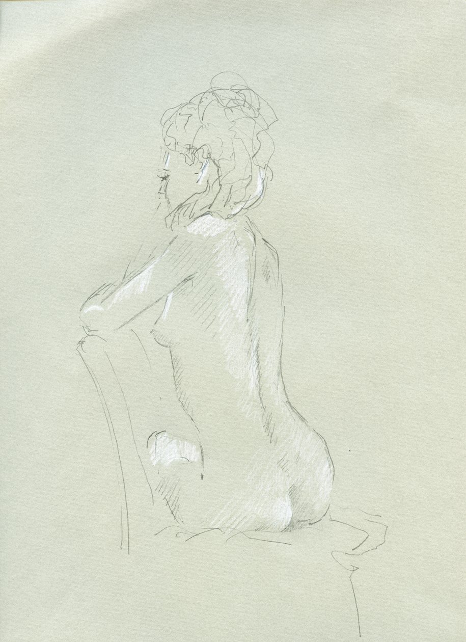 Nude Back View on Grey by Lincoln Seligman