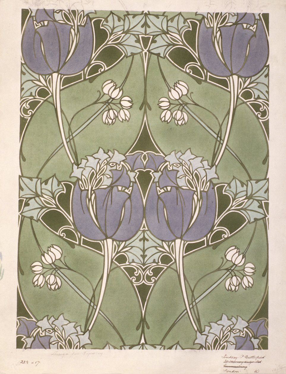 Design for a floral woven textile, c.1905 by Lindsay P. Butterfield