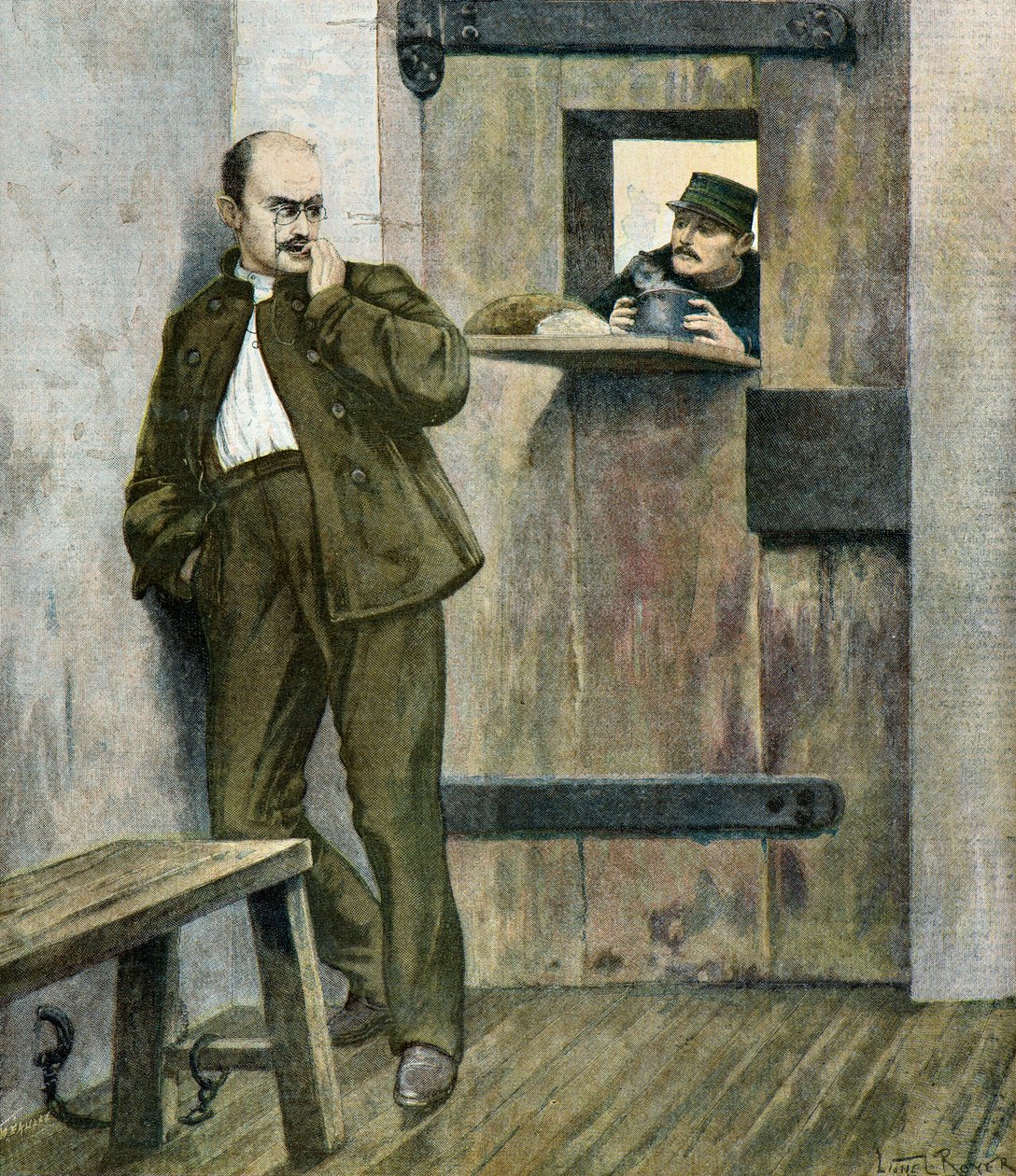 Captain Alfred Dreyfus at the Prison de la Santé by Lionel Noel Royer