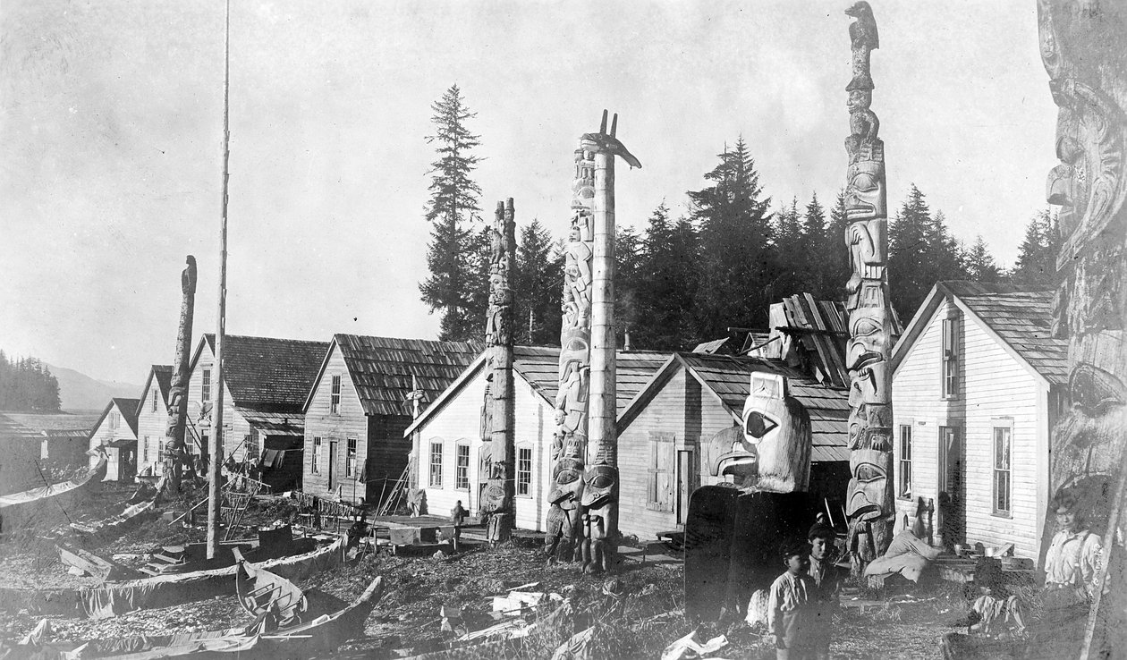 Indian Village at Howkan, Alaska, 1896 by Lloyd Valentine and Pond, Edwin Percy Winter